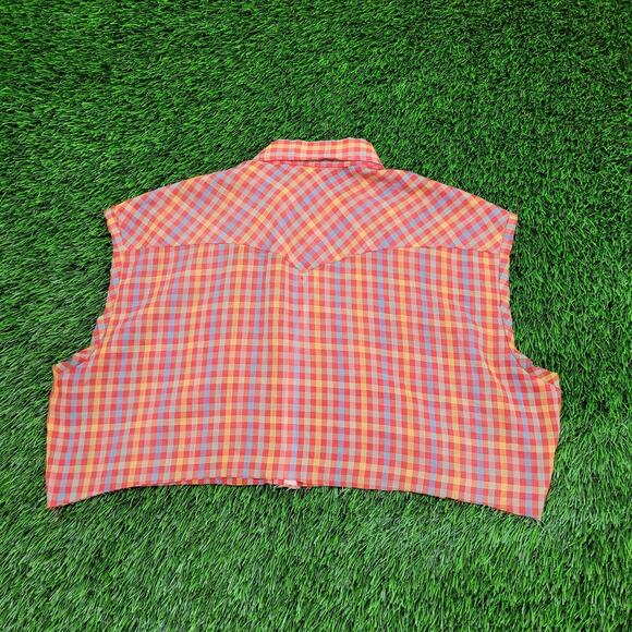 Vintage 80s Wrangler Cropped Snap Shirt Womens Large 22x15 - Picture 2 of 9